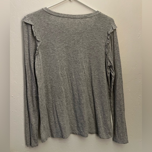 Aerie Real Gray Long Sleeve Ruffle Tee Shirt - Picture 4 of 4